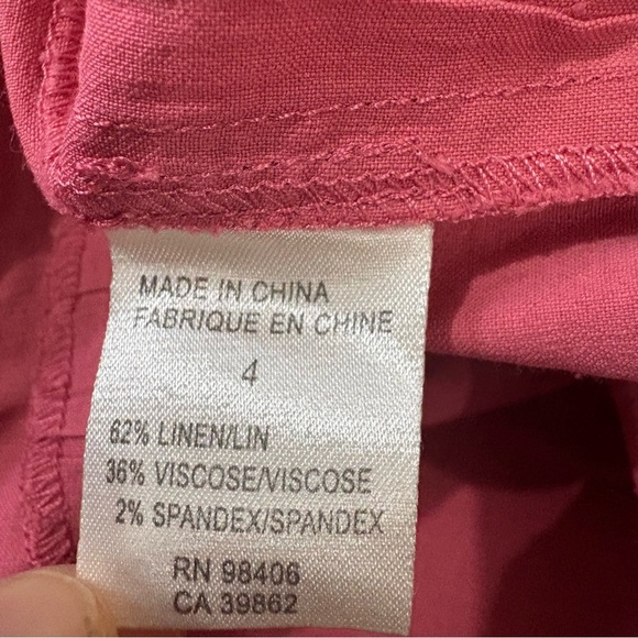 Theory Coral Pink Linen Blend Haldena Crunch Midi Dress Sz 4 Preppy Peasant - Picture 10 of 10